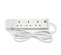 STATUS Surge-Protected 4 Socket Extension Lead, 2m Cable with Neon Power Indicator, 13A Multi-Plug Strip for Home, Office or Gaming, White (S4W2MSPS9)