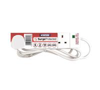 STATUS Surge-Protected 4 Socket Extension Lead, 2m Cable with Neon Power Indicator, 13A Multi-Plug Strip for Home, Office or Gaming, White (S4W2MSPS9)