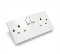 Status Switched Wall Socket UK, Double Gang, White Plastic, 13A, 250V~50-60Hz, Pack of 3, S2G13AWS8