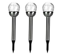 Status Sydney Outdoor Garden Solar Light / 3 Pack of 8 cm White Light LED Stainless Steel Stakes/Crackle Glass Ball/Waterproof Garden Ornament/Rechar