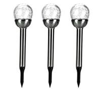Status Sydney Outdoor Garden Solar Light / 3 Pack of 8 cm White Light LED Stainless Steel Stakes/Crackle Glass Ball/Waterproof Garden Ornament/Rechargeable Battery Included [Energy Class E]