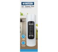 Status Tower Fan, 14 Inch Portable Oscillating Mini Fan, 2 Speed Adjustable Angle, White, S15TOWERFAN1PKB