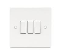 STATUS Triple Light Switch, 3 Gang 2 Way Switch, White Plastic Plate, CE Certified, Easy Install, 1 Pack (S3G2WLS5)