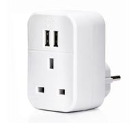 STATUS UK to EU Plug, 3 Pin to 2 Pin European 2 Port USB Travel Adaptor, White, A2USBTEURO ST-85 (Package may vary)