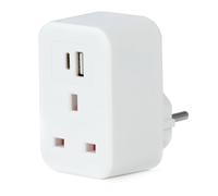 Status UK to European Adaptor, 1 Way, 2x USB A and
