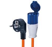 Status UK to European Plug Adaptor, 16A Site Socket, 20cm, IP44 Weatherproof - Ideal for Camping, Caravans, Motorhomes & Construction Sites (16ASTEU