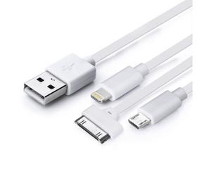Status USB A to 30-Pin, 8-Pin or USB Micro Charge Cable, Fast Charger, 14cm Durable, 5w Fast Charging Cable, High-Speed Data Sync, White, (Pack of 1), SMLCCW1PK6