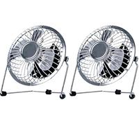 Status USB Desk Fan, 4 Inch Portable Mini Single Speed Small Chrome Fan, SUSBCRMFAN1PKB4 (Pack of 2)
