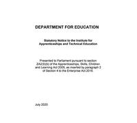 Statutory Notice to the Institute for Apprenticeships and Technical Education 14/07/2020