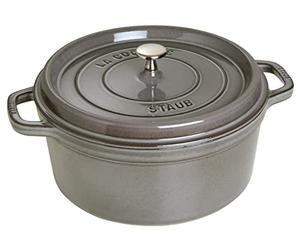 STAUB 1003926 Cast Iron Roaster/Cocotte, Graphite Grey, Round, 28 cm, 6.7 L