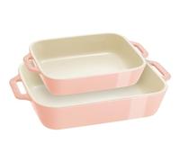 STAUB 1029453 Stoneware Gratins Ceramic 2-pc Rectangular Baking Dish Set-Macaron Pastel Pink