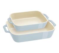STAUB 1029456 Stoneware Gratins Ceramic 2-pc Rectangular Baking Dish Set-Macaron Pastel Blue