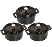 Staub - 3 pcs. set La Cocotte round 14 cm, black, 40509-217 / 19501425