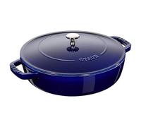 STAUB Braising Pan 28 cm, 3.7 L, Induction, Made in France, Dark-Blue | Suitable for All Hob Types, Chistera Casserole, Aroma Rain Lid