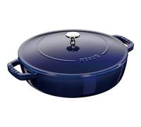 STAUB Braising Pan, Cast Iron Casserole 24 cm, 2.4 L, Made in France | Induction, Chistera Aroma Rain Lid, Suitable for All Hob Types, Dark-Blue