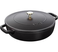STAUB Braising Pan, Cast Iron Casserole 24 cm, 2.5 L, Induction, Black | Made in France, Chistera Aroma Rain Lid, Suitable for All Hob Types
