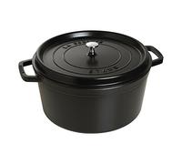 Staub Cast Iron 13.25-qt Round Cocotte - Matte Black, Made in France