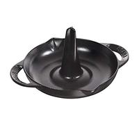 STAUB Cast Iron Chicken Roaster, 24 cm, with Drip Tray and 2 Pouring Spouts | Suitable for All Hob Types and Oven, Made in France, Black
