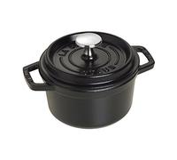 STAUB Cast Iron Dutch Oven 0.75-qt Round Cocotte, Made in France, Serves 1, Matte Black