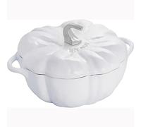 STAUB Cast Iron Dutch Oven 3.5-qt Pumpkin Cocotte with Stainless Steel Knob, Made in France, Serves 3-4, White