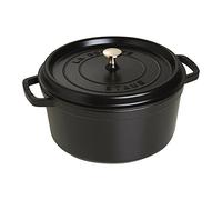 STAUB Cast Iron Dutch Oven 7-qt Round Cocotte, Made in France, Serves 7-8, Black Matte