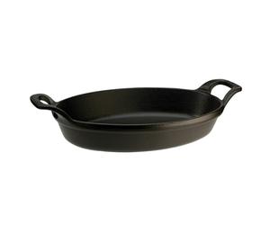 STAUB Cast Iron Oval Baking Dish, 11x8-inch, Black Matte