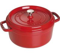 STAUB Cast Iron Roaster/Cocotte, Round, Cherry Red, 24 cm, 3.8 L