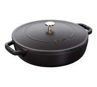 STAUB Cast Iron Saut? Pan, Chistera Lid, Round, 3.7 L, Black, 33 x 31 x 9.5 cm