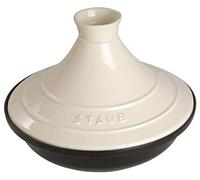 STAUB 28cm Cast Iron Tajine with Ceramic Lid for Traditional Moroccan Dishes - Black/Cream