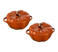 Staub Ceramic 2-pc 16-oz Petite Pumpkin Cocotte Set- Burnt Orange