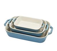 STAUB Ceramic 3-pc Rectangular Baking Dish Set, Rustic Turquoise