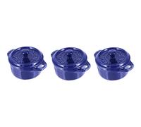 STAUB Ceramics Dutch Oven 3-piece Mini Round Cocotte Dark Blue
