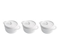 STAUB Ceramics Dutch Oven 3-piece Mini Round Cocotte White