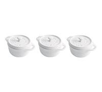 STAUB Ceramics Dutch Oven 3-piece Mini Round Cocotte, White