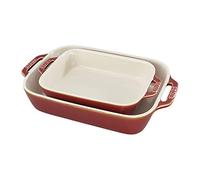 STAUB Ceramics Rectangular Baking Dish Set, 2 pc, Red