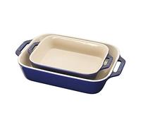 STAUB Ceramics Rectangular Baking Dish Set, 2 Pieces, Dark Blue