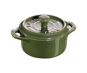 Staub Ceramique 10 cm round ceramic Mini Cocotte basil-green