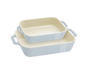 Staub Ceramique 2-pcs rectangular ceramic Ovenware set light blue