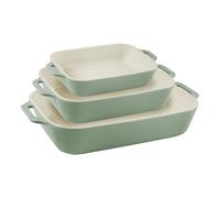 Staub Ceramique 3-pcs rectangular ceramic Ovenware set eucalyptus