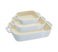 Staub Ceramique 3-pcs rectangular ceramic Ovenware set light blue