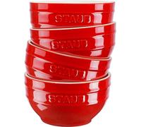 STAUB Ceramique 400 ml Bowl Set, Cereal Bowls, Serving Bowls, Dessert Bowls, Red, Ceramic, 12 cm, Set of 4