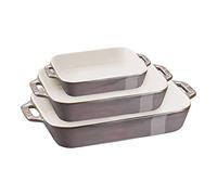Staub Ceramique Set of 3 Rectangular Ceramic Moulds in Antique Grey