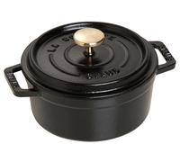 STAUB Cocotte, Cast Iron Casserole 12 cm, 0.4 L, Induction, Made in France | Aroma Rain Lid, Suitable for All Hob Types, Round, Black