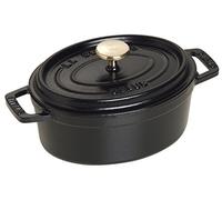 STAUB Cocotte, Cast Iron Casserole 15 cm, 0.6 L, Induction, Made in France | Aroma Rain Lid, Suitable for All Hob Types, Oval, Black
