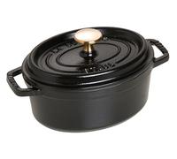 STAUB Cocotte, Cast Iron Casserole 17 cm, 1 L, Induction, Made in France | Aroma Rain Lid, Suitable for All Hob Types, Oval, Black