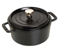 STAUB Cocotte, Cast Iron Casserole 18 cm, 1.7 L, Induction, Made in France | Aroma Rain Lid, Suitable for All Hob Types, Round, Black