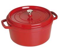 STAUB Cocotte, Cast Iron Casserole 28 cm, 6.7 L, Induction, Made in France | Aroma Rain Lid, Suitable for All Hob Types, Round, Cherry-Red