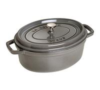 STAUB Cocotte, Cast Iron Casserole 29 cm, 4.2 L, Induction, Made in France | Aroma Rain Lid, Suitable for All Hob Types, Oval, Graphite Grey