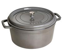 STAUB Cocotte, Cast Iron Casserole 30 cm, 8.35 L, Induction, Made in France | Aroma Rain Lid, Suitable for All Hob Types, Oval, Graphite-Grey