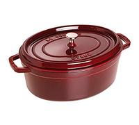 STAUB Cocotte, Cast Iron Casserole 31 cm, 5.5 L, Induction, Made in France | Aroma Rain Lid, Suitable for All Hob Types, Oval, Grenadine Red